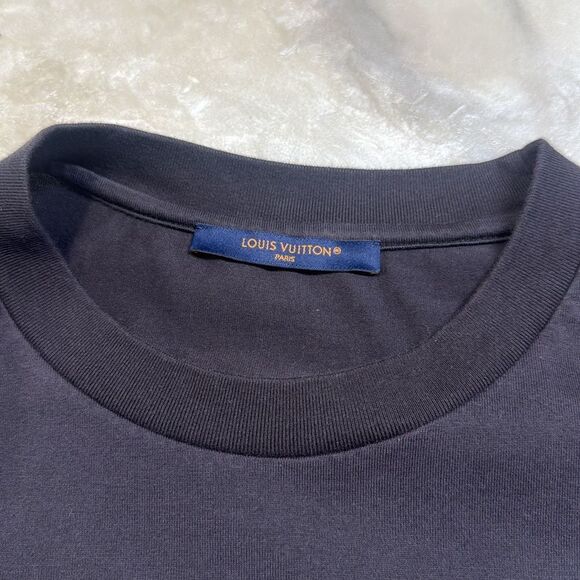 Louis Vuitton Washed Print Cotton Black T-Shirt Marque L. Vuitton Deposee - Picture 10 of 15